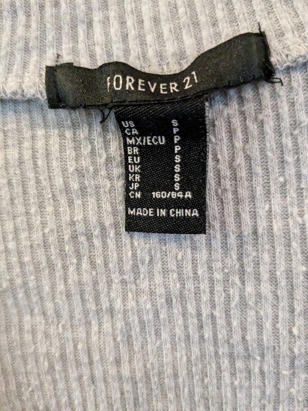 Forever 21 Light Gray Ribbed V-Neck Drawstring Top - Picture 3 of 3